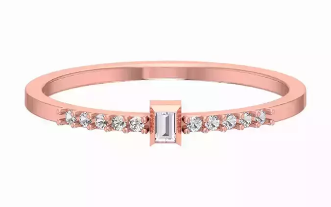 Solitaire Women Light Weight Baguette Stone Band Ring