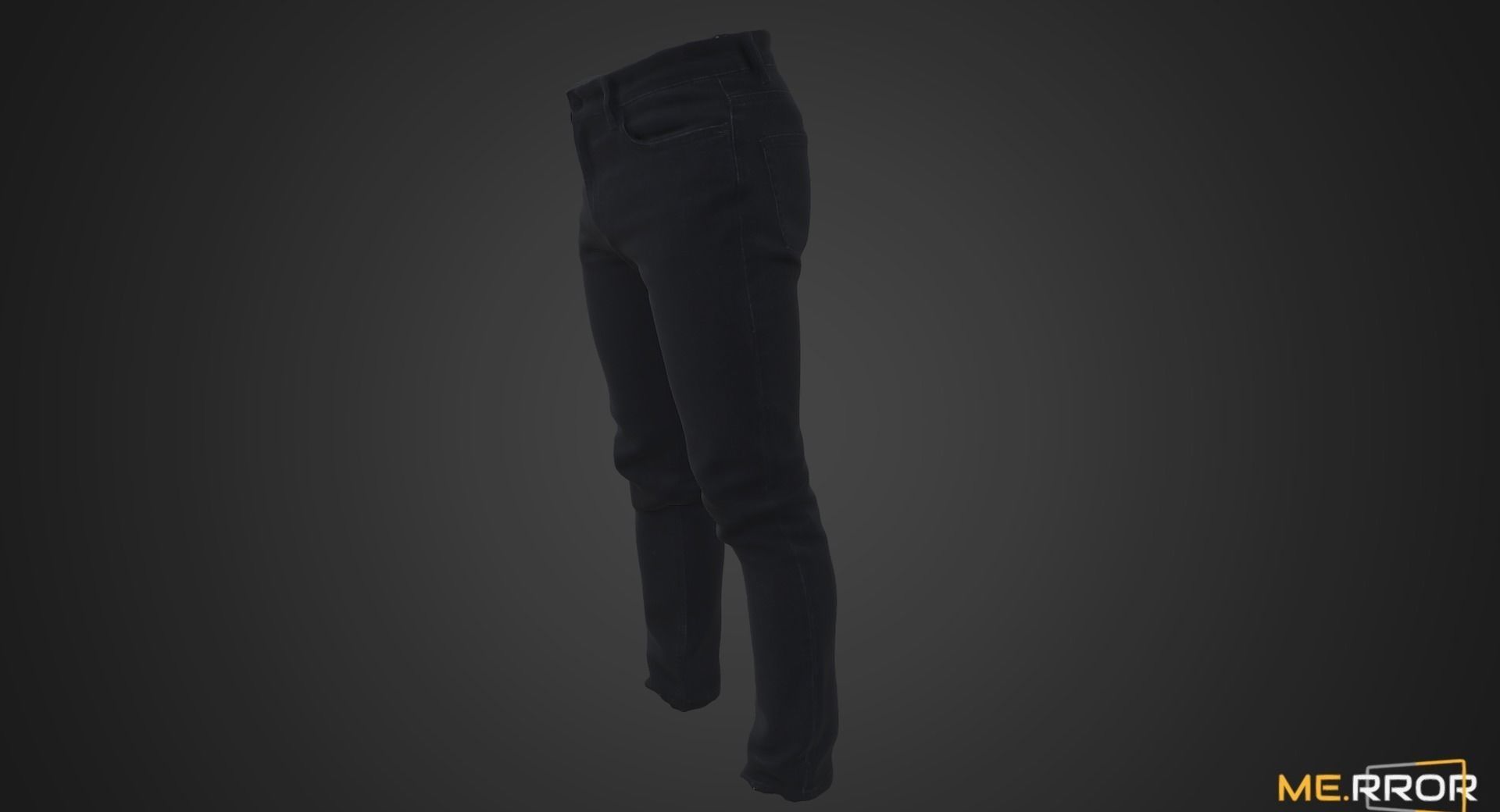 Black Denim Jeans Low-poly 3D model_1