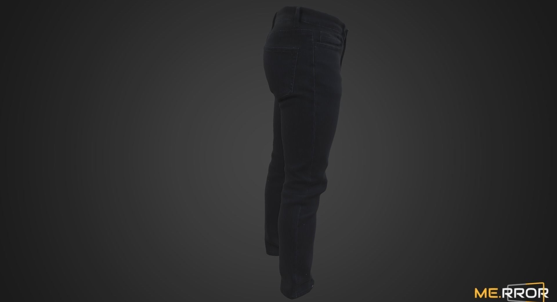 Black Denim Jeans Low-poly 3D model_3