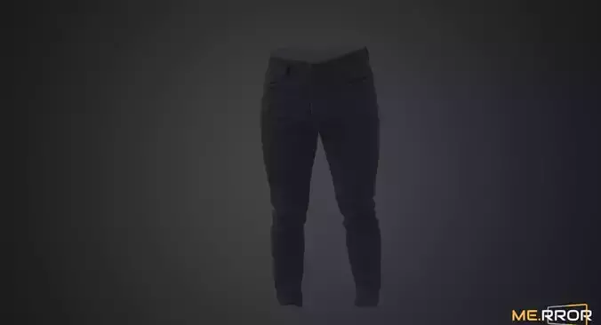 Black Denim Jeans Low-poly 3D model