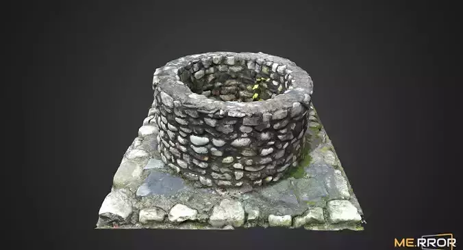 Stone Well with Moss 3D model