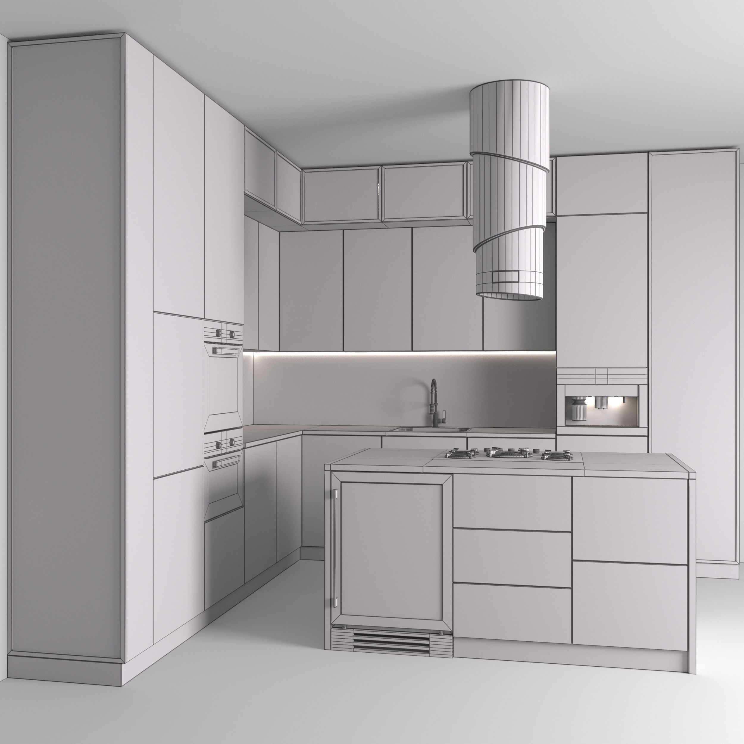 Kitchen Modern 35 - Corner Kitchen 3D model_4