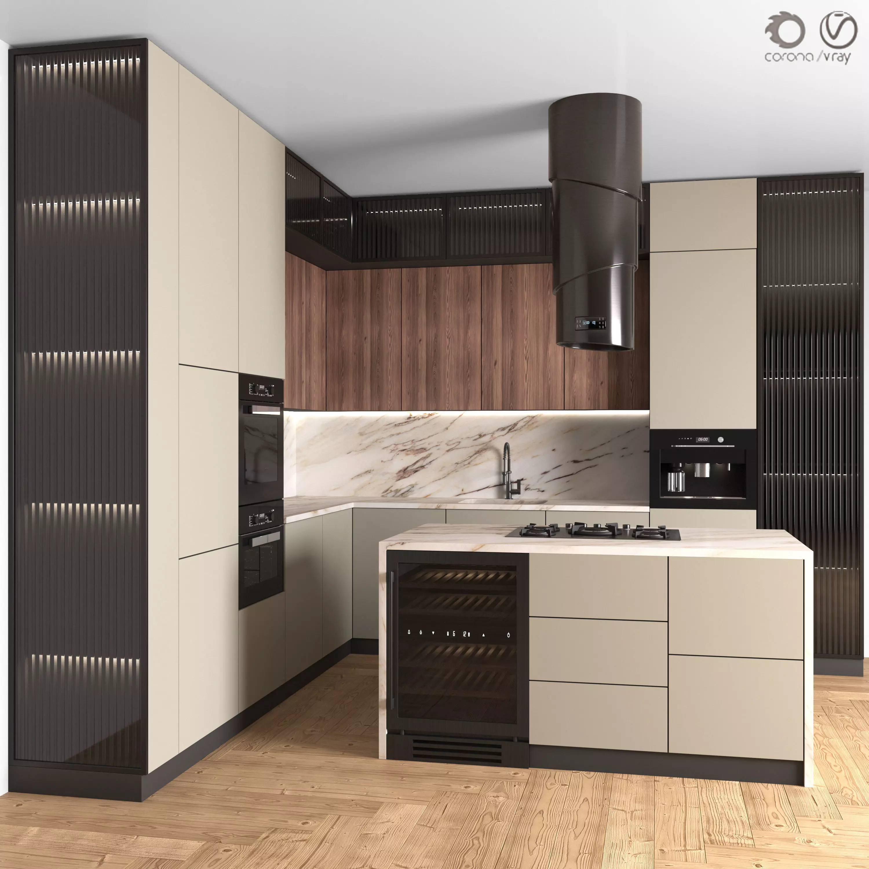 Kitchen Modern 35 - Corner Kitchen 3D model_0