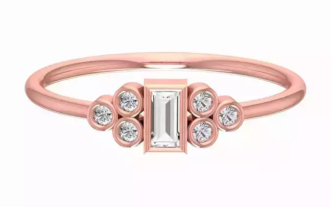 Solitaire Women Light Weight Baguette Stone Band Ring