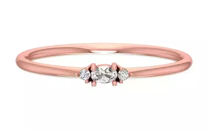 Solitaire Women Light Weight Oval Stone Band Ring