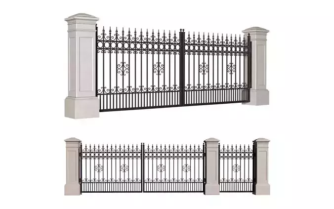 Entrance Forged Gates in classic style  3D model