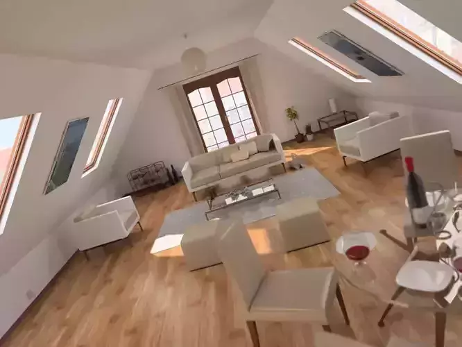 Attic Living Room Scene