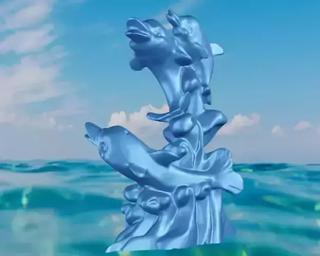 Dauphin statue of dolphins in ocean