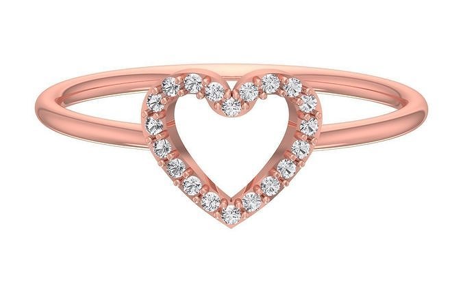 Solitaire Women Light Weight Heart Band Ring 3D print model