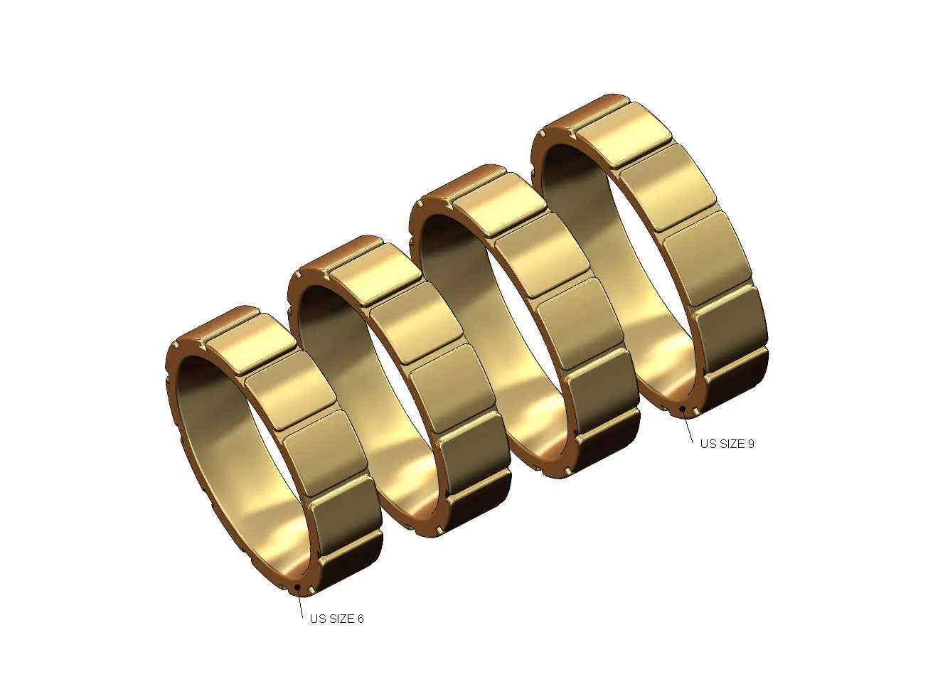 Grooved fashion band US sizes 6to9 3D print model