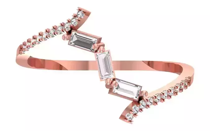 Solitaire Women Light Weight Baguette Stone Band Ring