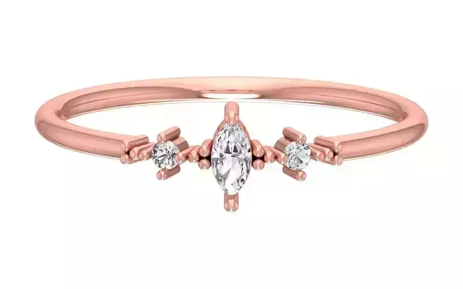 Solitaire Women Light Weight marquise stone Band Ring