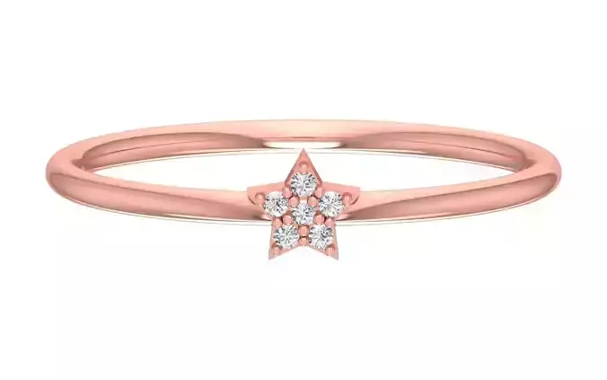 Solitaire Women Light Weight Star Band Ring