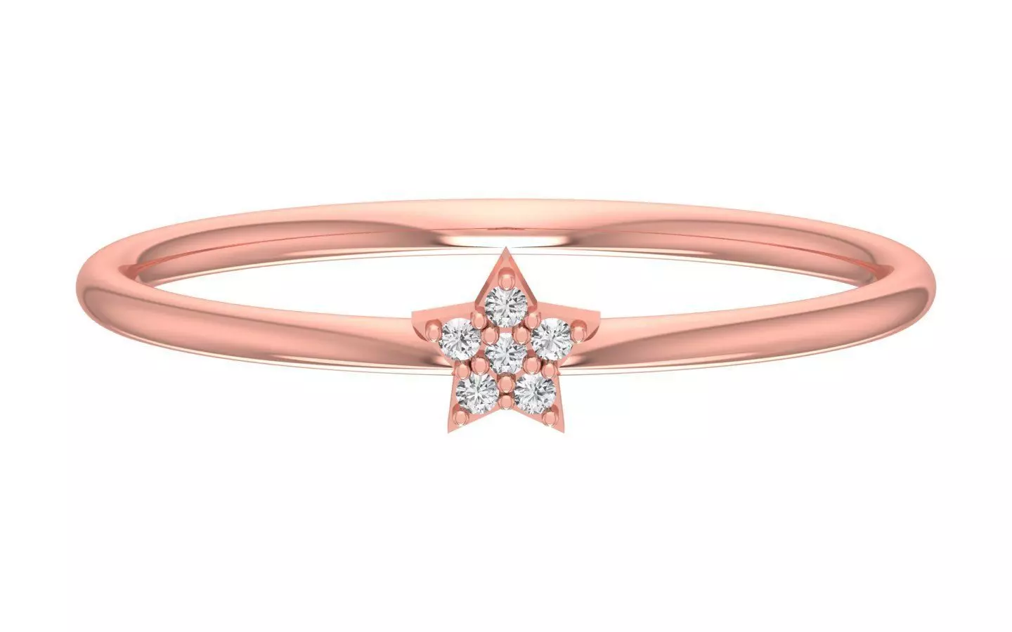 Solitaire Women Light Weight Star Band Ring 3D print model