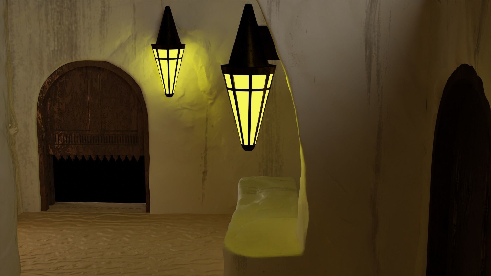 Jabbas Palace Door 1-6 Scale Hottoys 3D print model_6