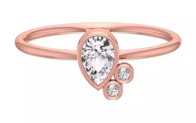 Solitaire Women Light Weight Pear Stone Band Ring