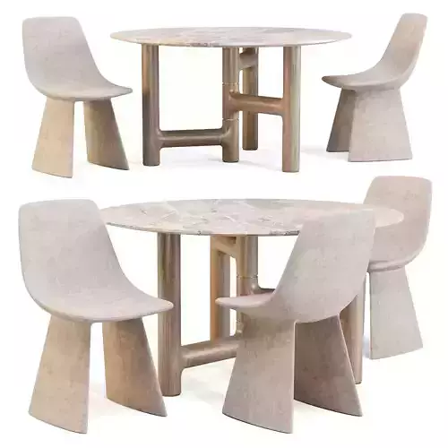 Dining Set 01 Bonaldo Pivot Table and Agea Chairs