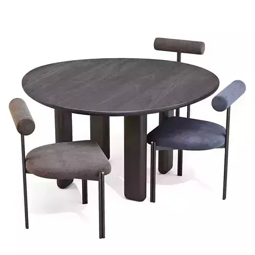 Dining Set Liu Jo Caillou Table and Chairs Low-poly 3D model