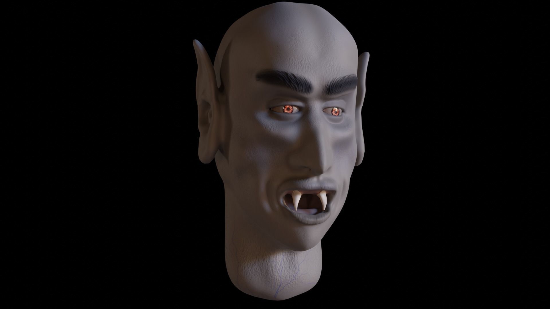 Posable Vampire Head Low-poly 3D model_6