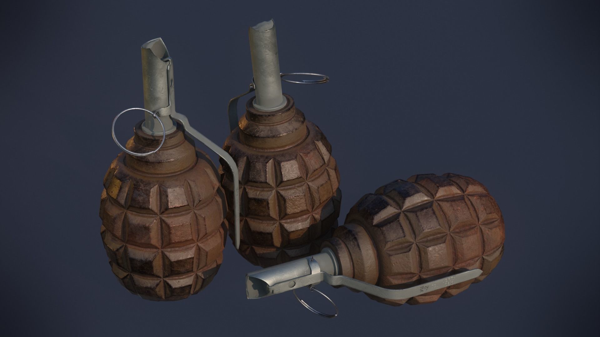 3D game-ready models of 5 Photorealistic Grenades Low-poly 3D model_1