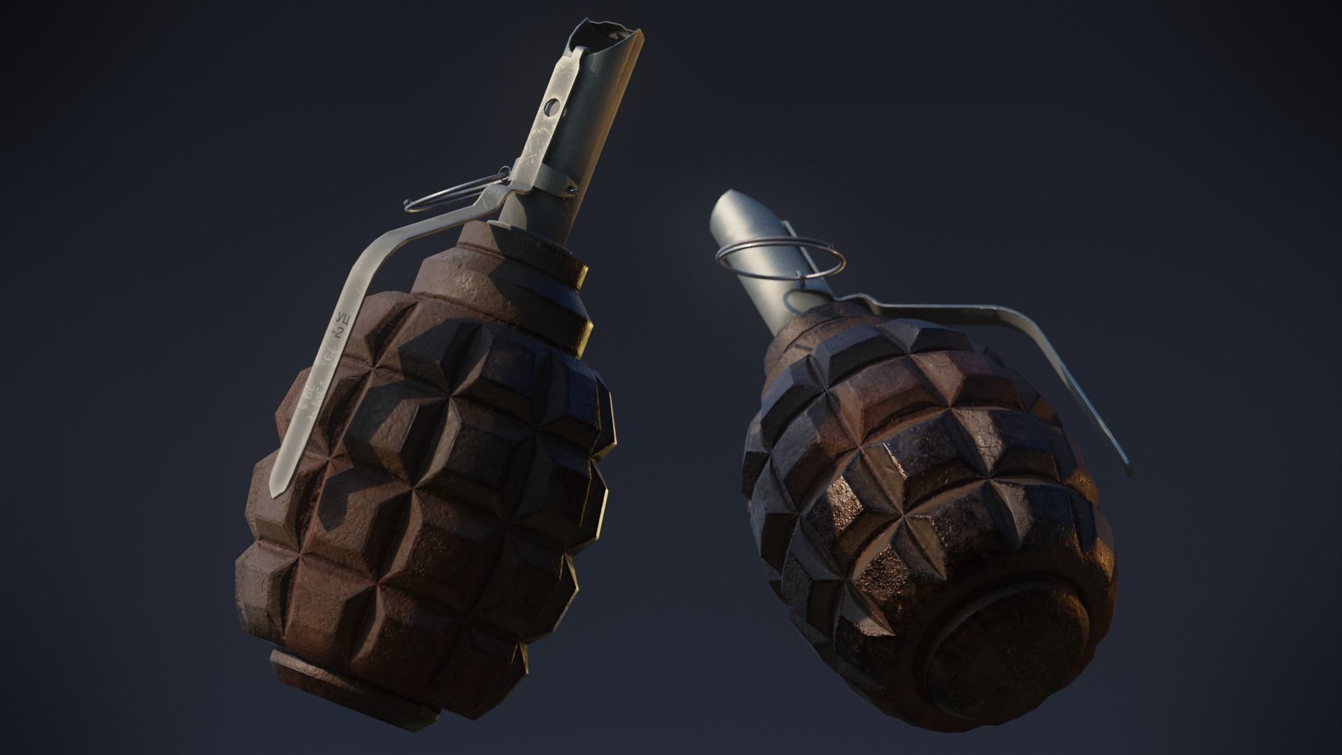 3D game-ready models of 5 Photorealistic Grenades Low-poly 3D model_2