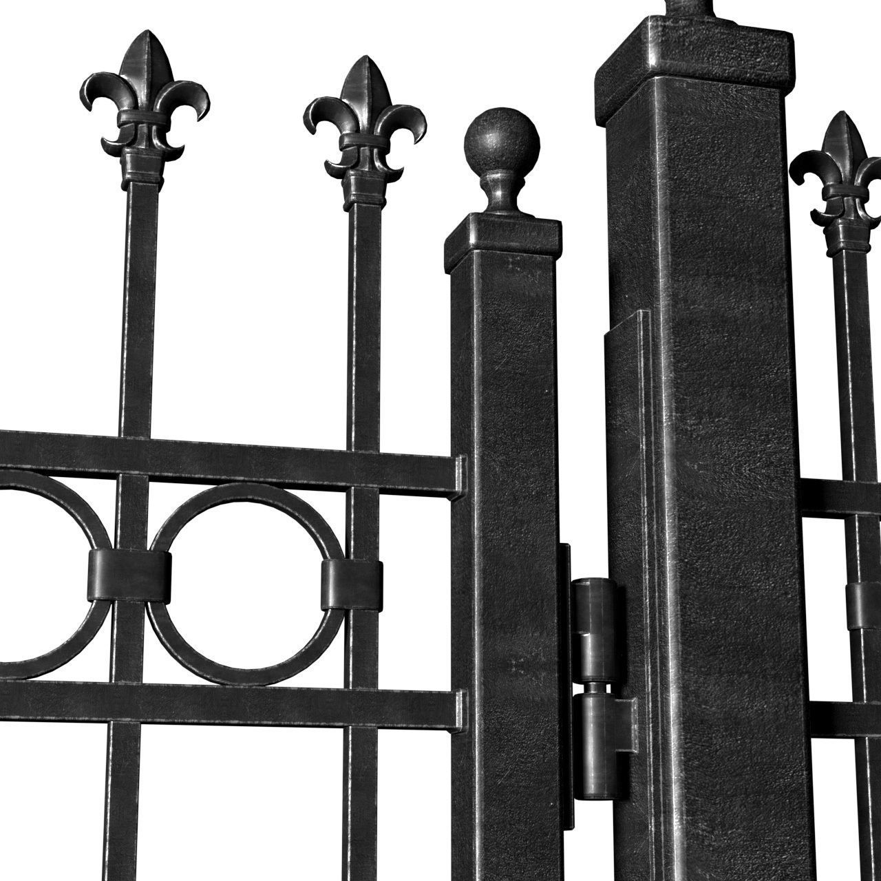 Fence in classic style with wrought iron railing 3D model_2
