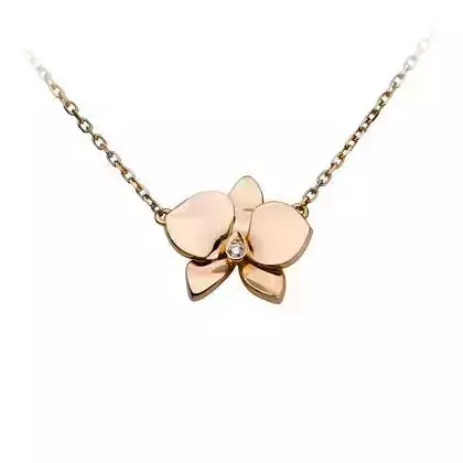 YD213 rose gold orchid necklace with diamonds
