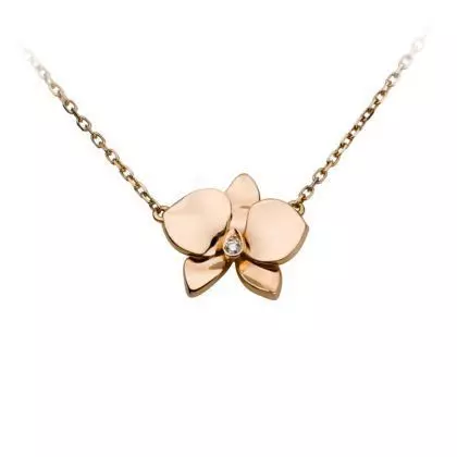 YD213 rose gold orchid necklace with diamonds 3D print model_0