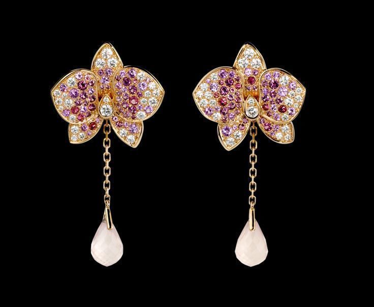 YD213 rose gold orchid necklace with diamonds 3D print model_19