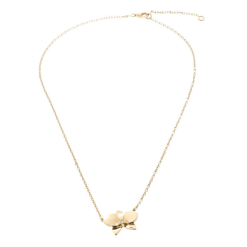 YD213 rose gold orchid necklace with diamonds 3D print model_11