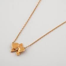 YD213 rose gold orchid necklace with diamonds 3D print model_8
