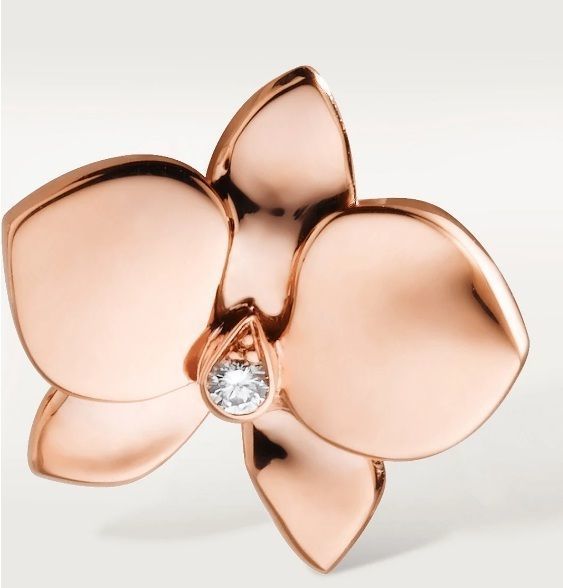 YD213 rose gold orchid necklace with diamonds 3D print model_1