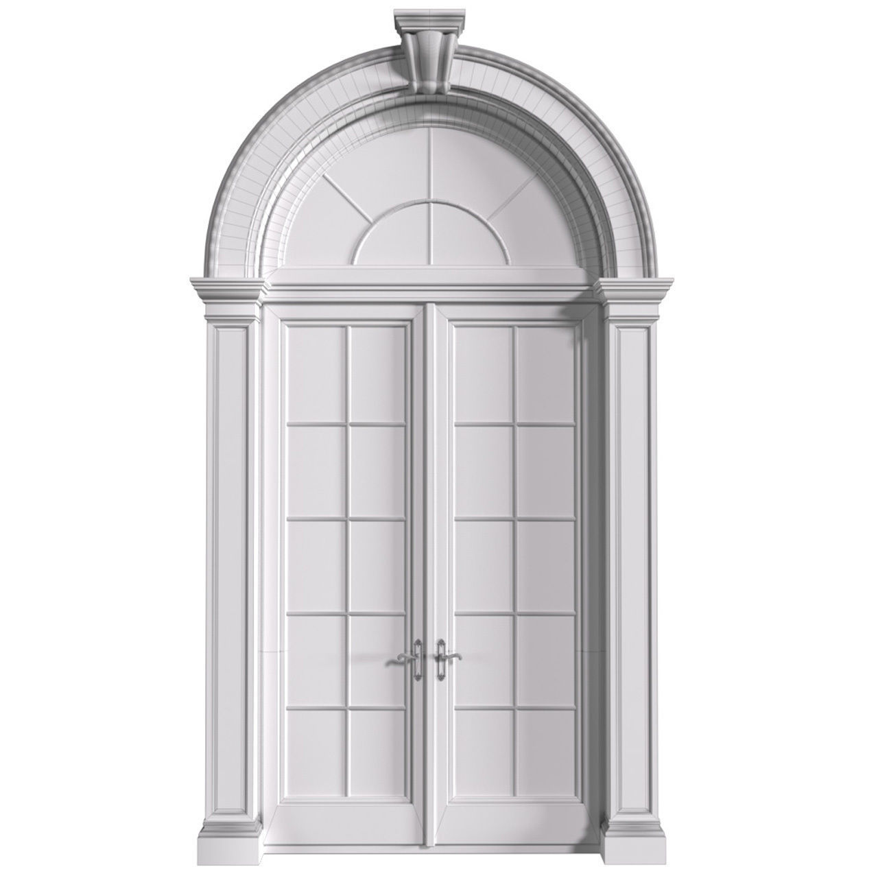 Arched classic facade window Entrance door Arched Opening 3D model_3