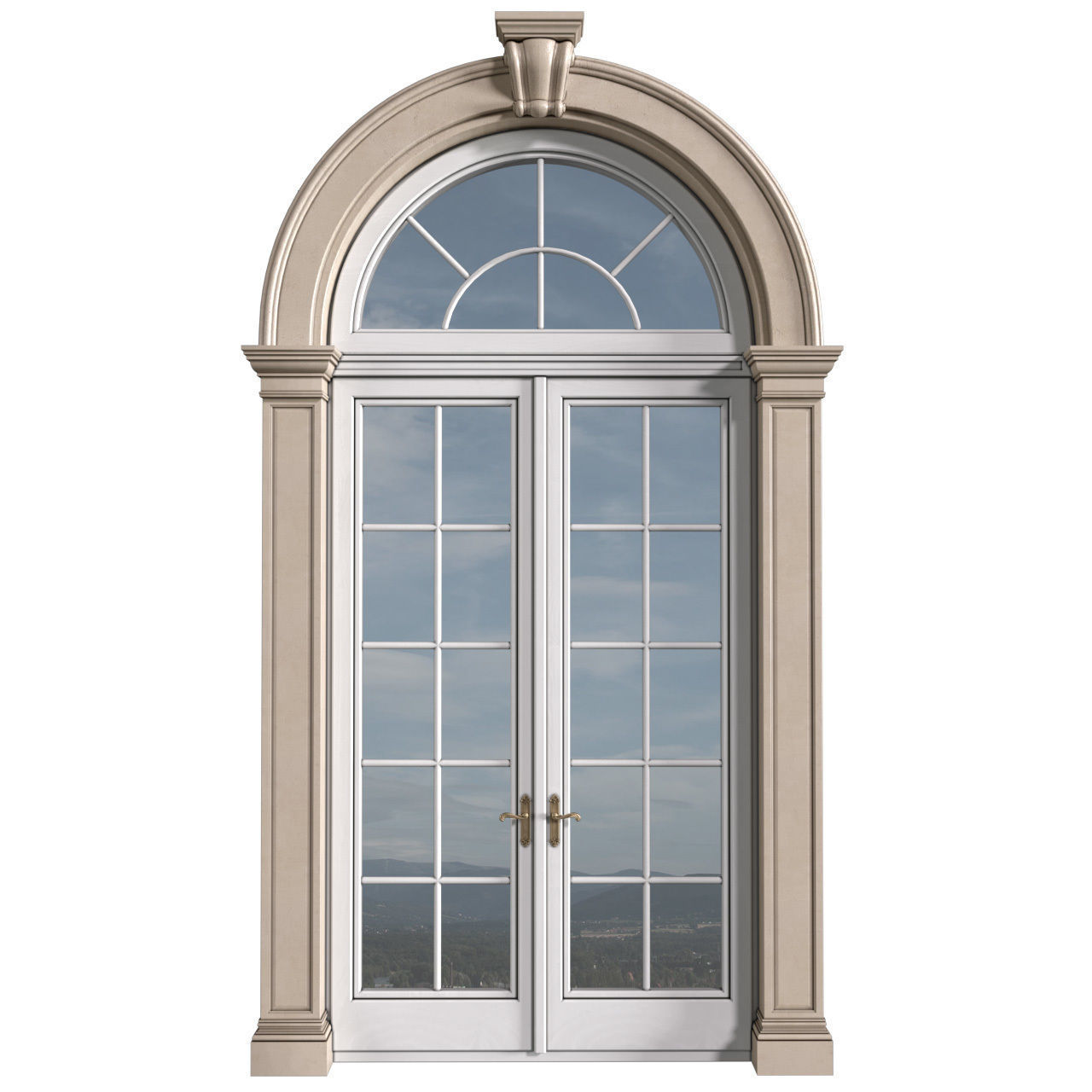 Arched classic facade window Entrance door Arched Opening 3D model_1