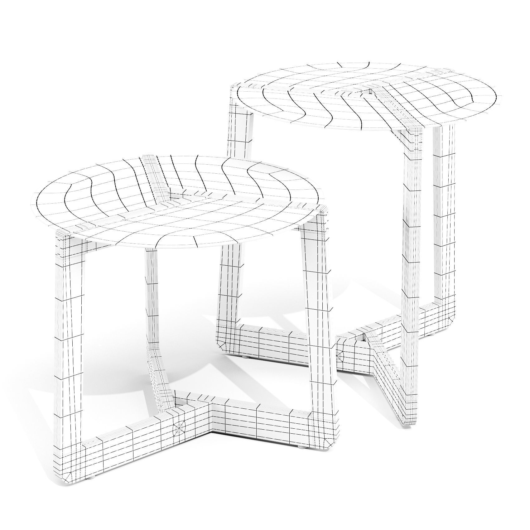 BluDot Pi - Coffee and Side Tables Low-poly 3D model_4