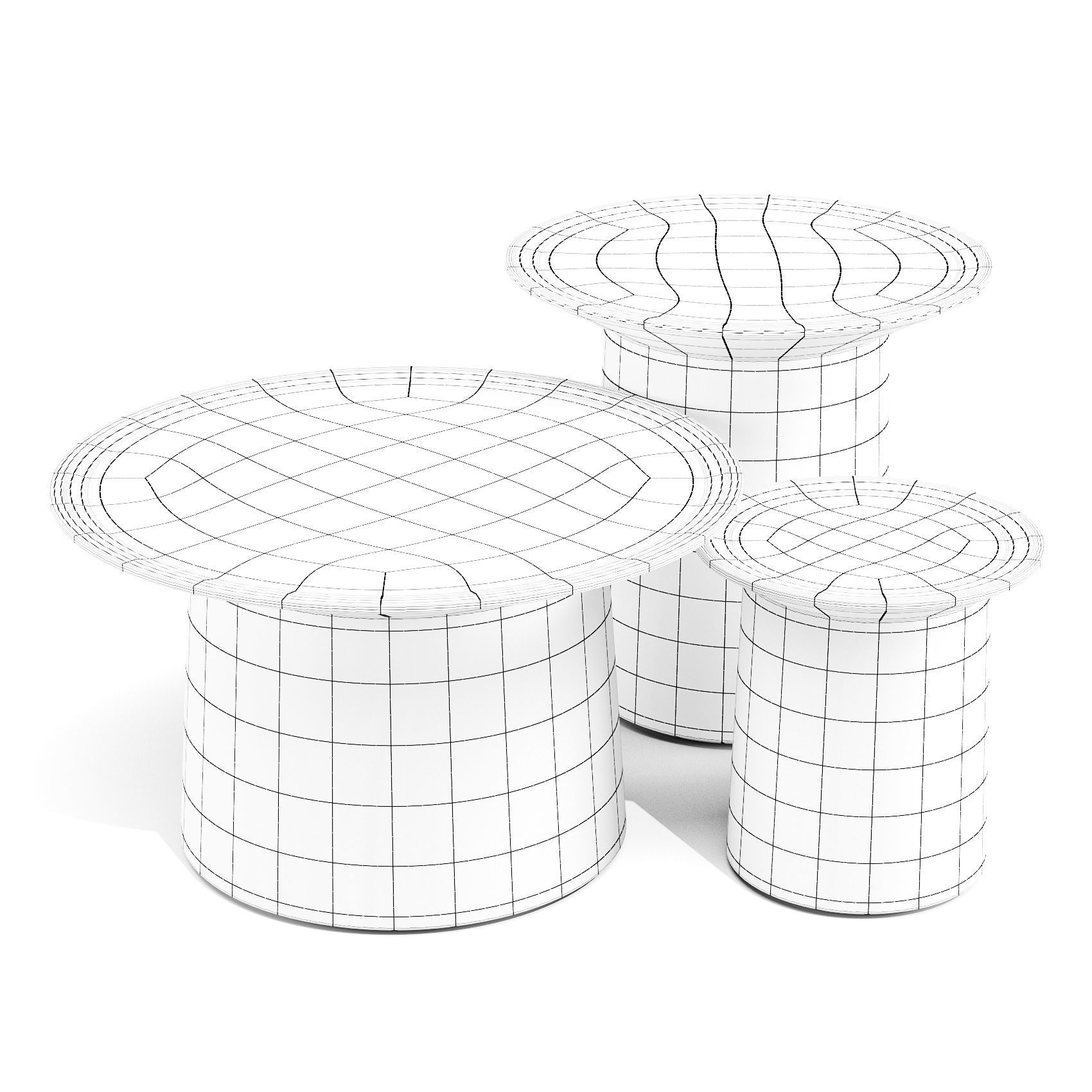 BluDot Coco - Coffee and Side Tables Low-poly 3D model_3