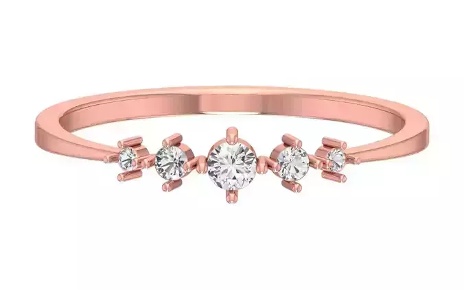 Solitaire Women Light Weight Band Ring