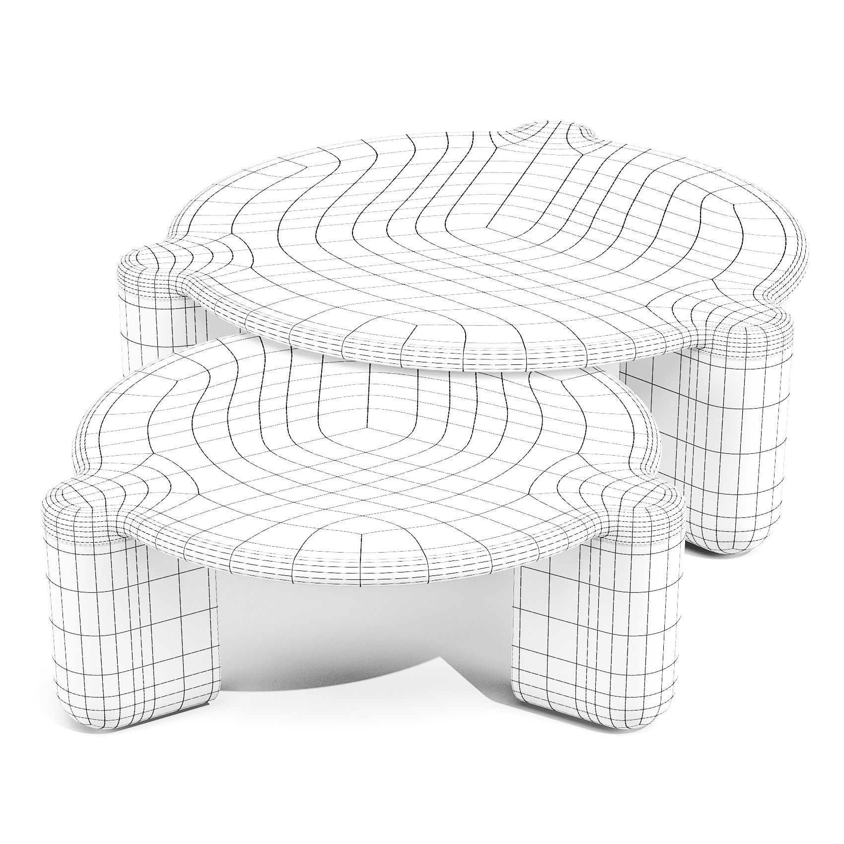 Radnor Bone - Coffee and Side Tables Low-poly 3D model_4