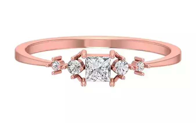 Solitaire Women Light Weight Princess Stone Band Ring