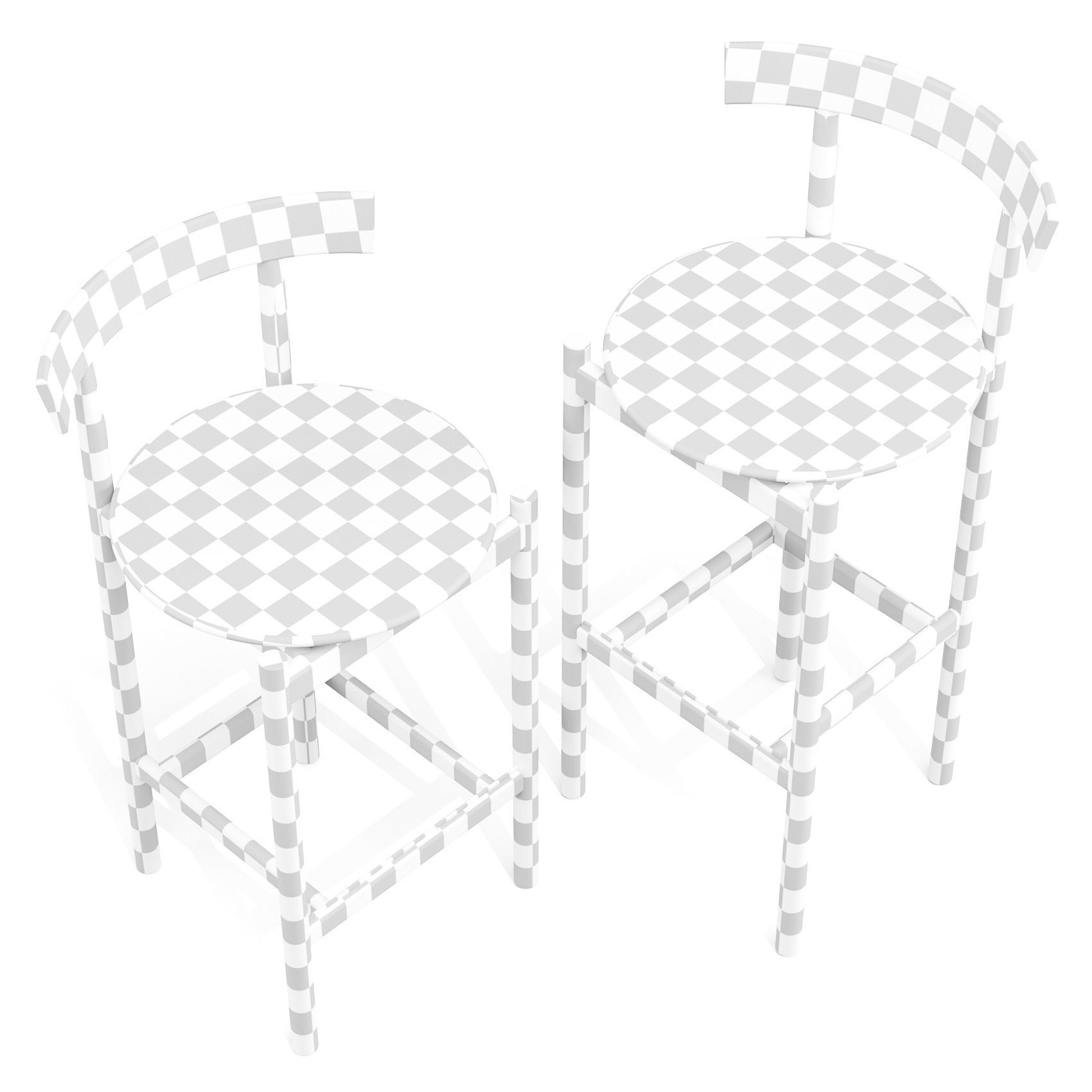 Herman Miller Comma - Bar and Counter Stool Set 01 Low-poly 3D model_5