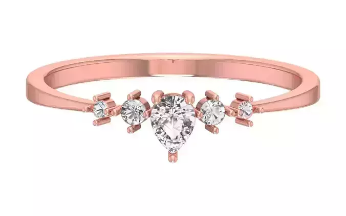Solitaire Women Light Weight Pear Stone Band Ring