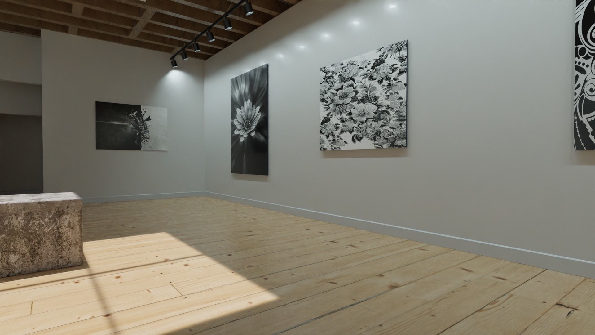 classic vr gallery Low-poly 3D model_11