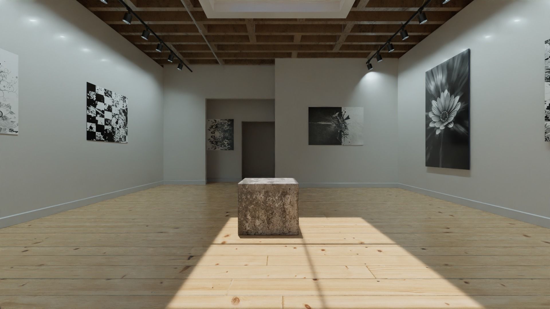 classic vr gallery Low-poly 3D model_3