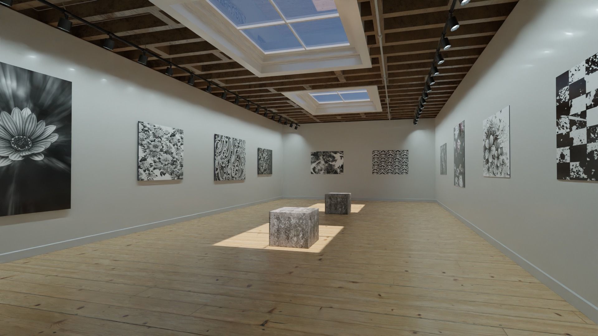 classic vr gallery Low-poly 3D model_4