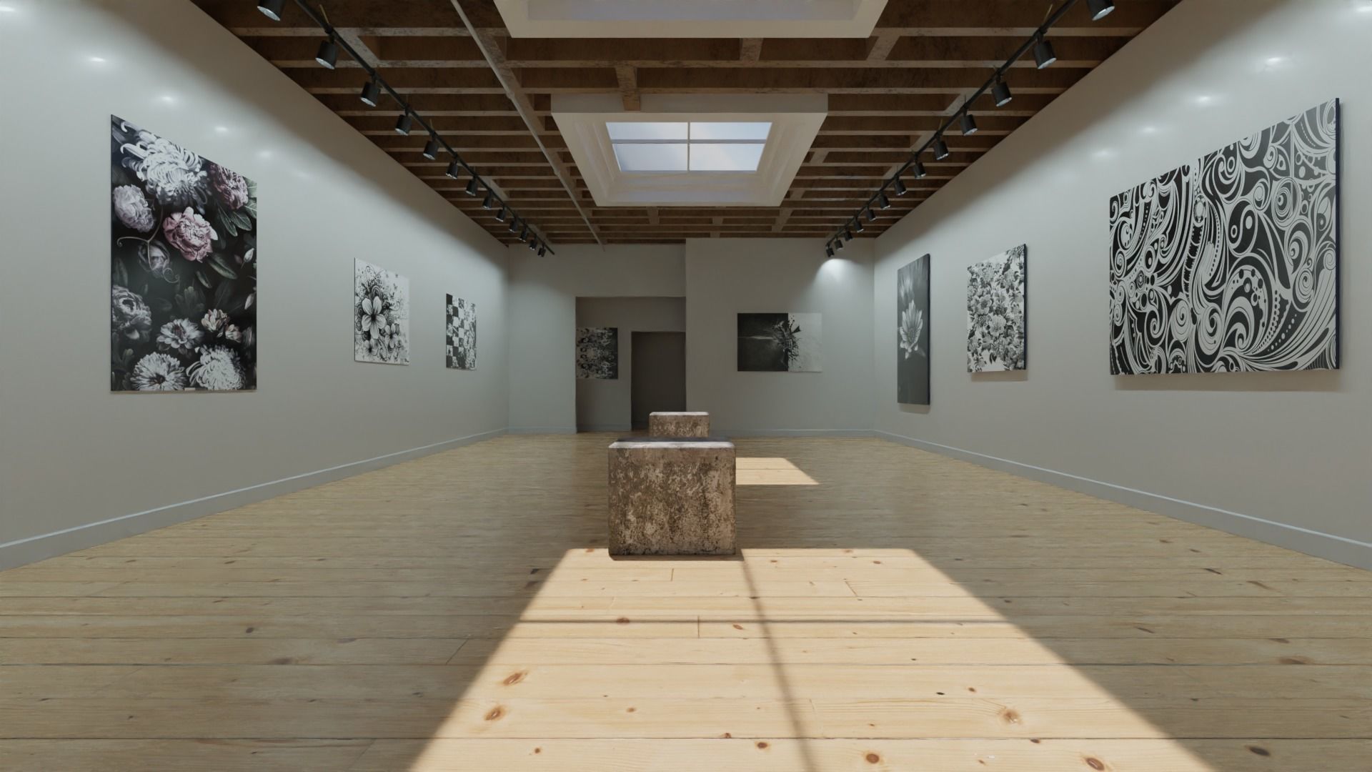 classic vr gallery Low-poly 3D model_1