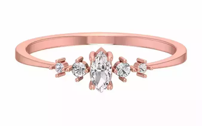 Solitaire Women Light Weight marquise stone Band Ring