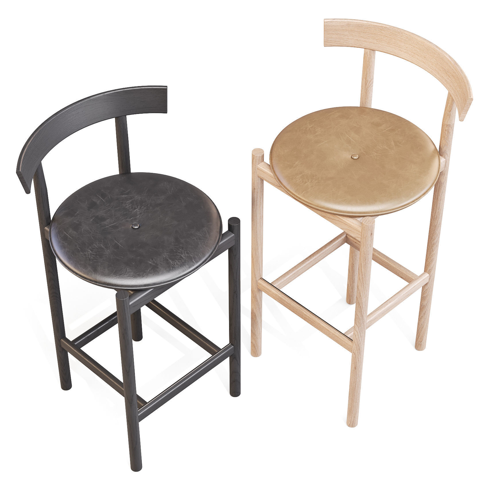 Herman Miller Comma - Bar and Counter Stool Set 02 Low-poly 3D model_4