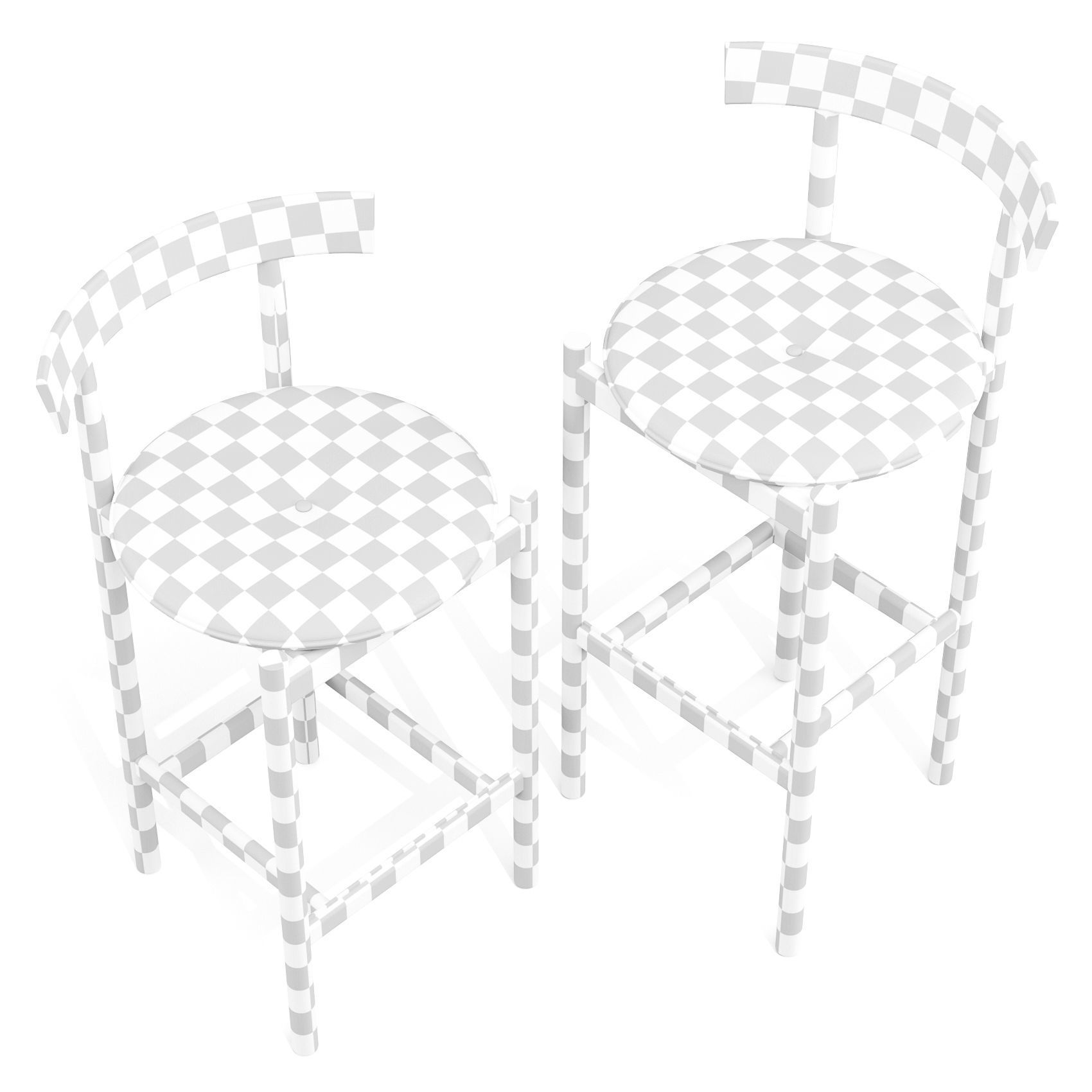 Herman Miller Comma - Bar and Counter Stool Set 02 Low-poly 3D model_5