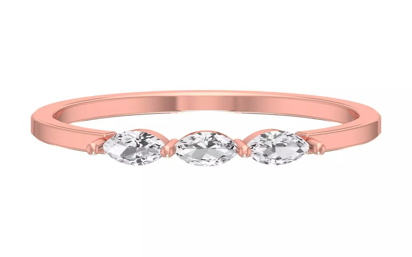 Solitaire Women Light Weight marquise stone Band Ring 3D print model