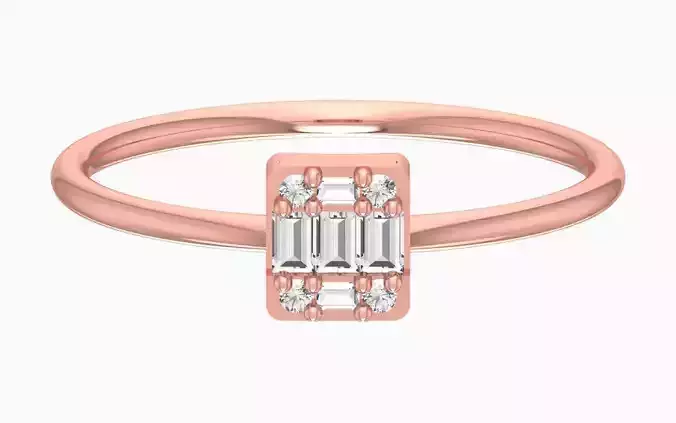 Solitaire Women Light Weight Baguette Stone Band Ring